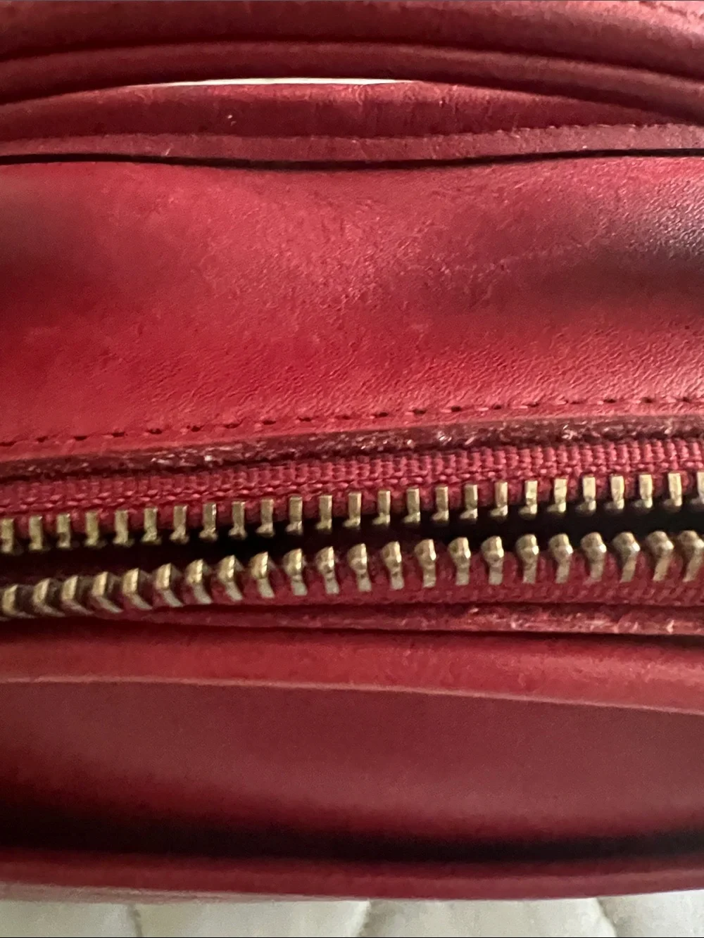 Coach Red Leather Crossbody Bag with Gold Hardware - vintage piece